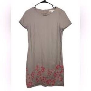 Boden linen dress with pink embroidered flowers size 10 excellent condition